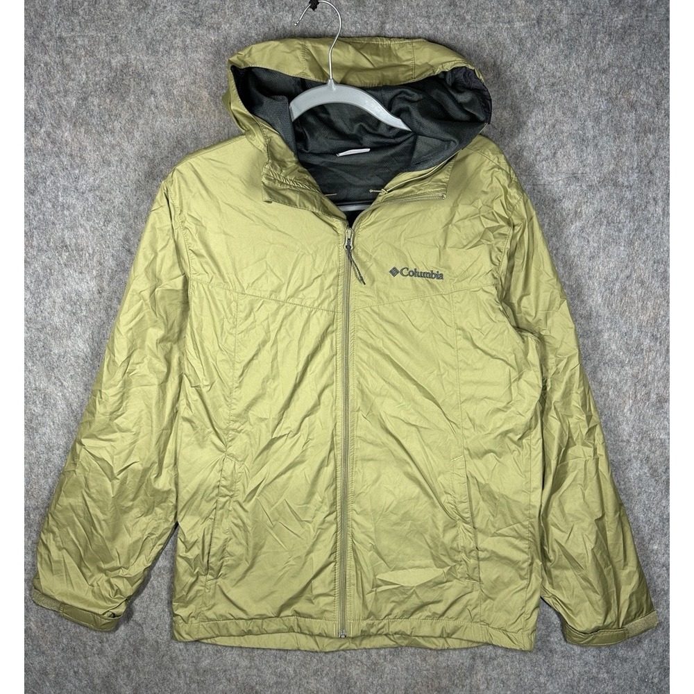 Columbia Zuma Stack Jacket Mens M Olive Green Hooded Windbreaker Rain XM0941